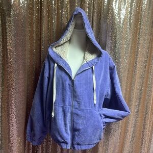 NWT Eesome Corded Jacket Sherpa Lined Hood